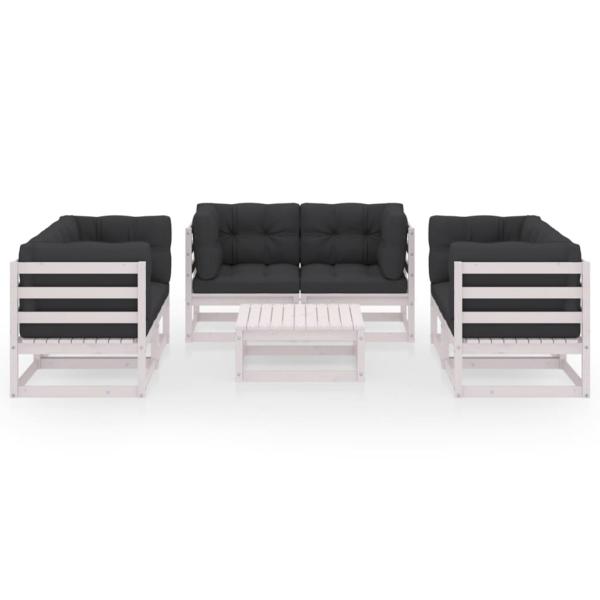 7-tlg. Garten-Lounge-Set mit Kissen Kiefer Massivholz