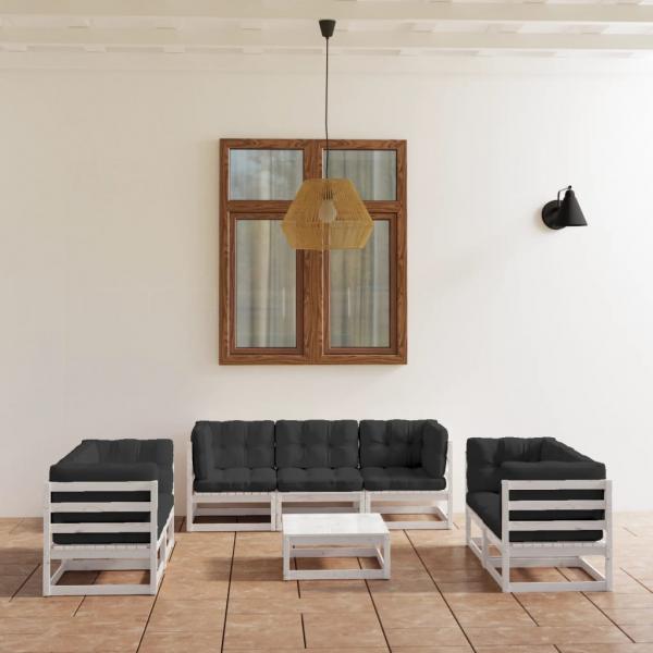 ARDEBO.de - 8-tlg. Garten-Lounge-Set mit Kissen Kiefer Massivholz