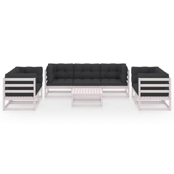 8-tlg. Garten-Lounge-Set mit Kissen Kiefer Massivholz