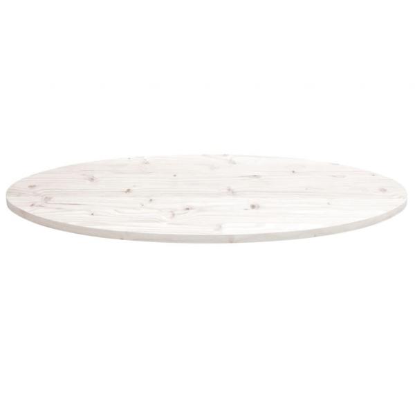 Tischplatte Weiß 90x45x2,5 cm Massivholz Kiefer Oval