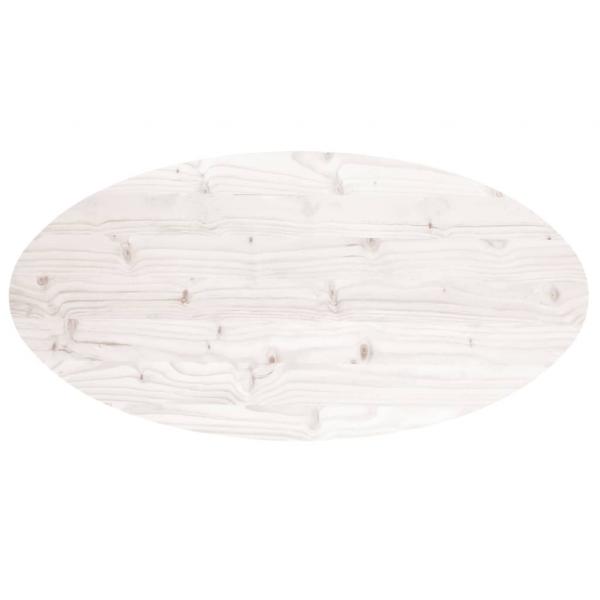 Tischplatte Weiß 90x45x2,5 cm Massivholz Kiefer Oval