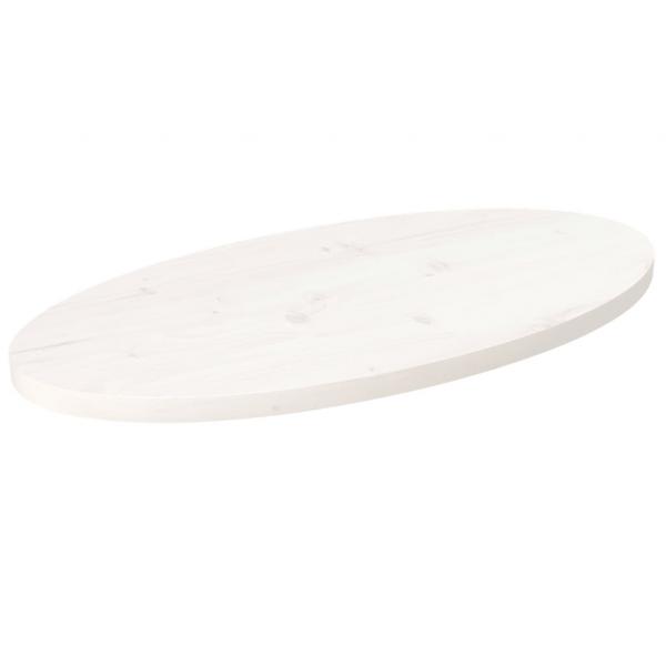 ARDEBO.de - Tischplatte Weiß 70x35x2,5 cm Massivholz Kiefer Oval