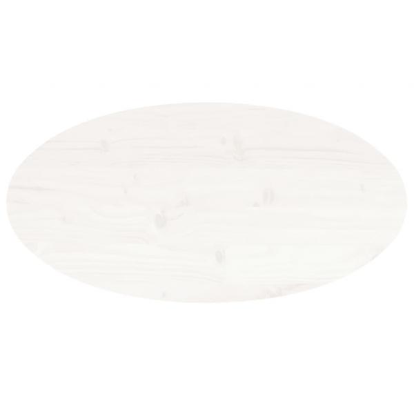 Tischplatte Weiß 80x40x2,5 cm Massivholz Kiefer Oval