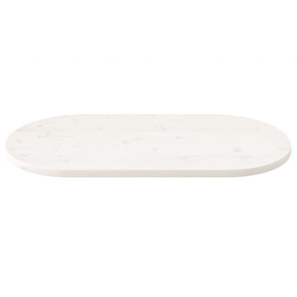 Tischplatte Weiß 100x50x2,5 cm Massivholz Kiefer Oval