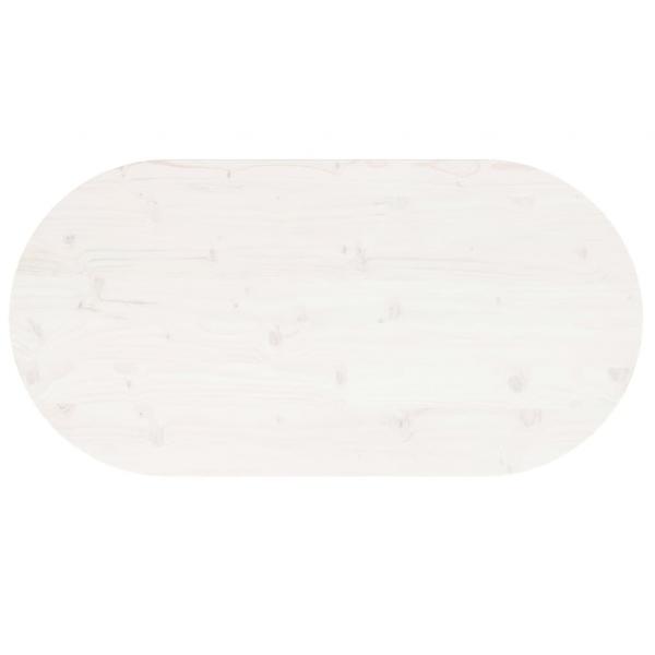 Tischplatte Weiß 100x50x2,5 cm Massivholz Kiefer Oval