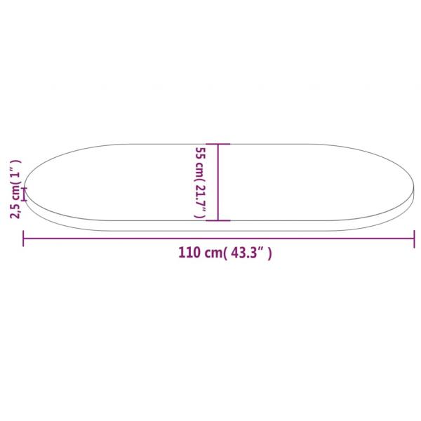 Tischplatte 110x55x2,5 cm Massivholz Kiefer Oval