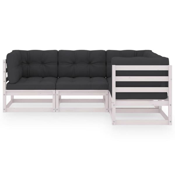 4-tlg. Garten-Lounge-Set mit Kissen Kiefer Massivholz