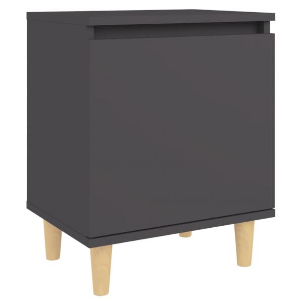 ARDEBO.de - Nachttisch mit Massivholz-Beinen Grau 40x30x50 cm