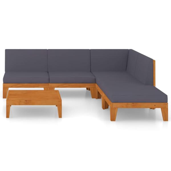 6-tlg. Garten-Lounge-Set mit Kissen Akazie Massivholz