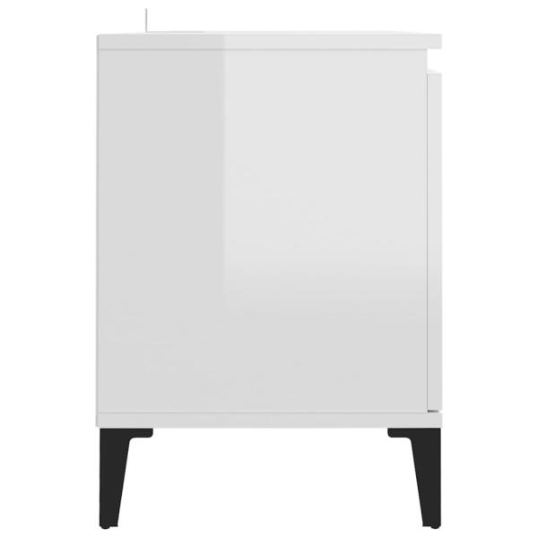 TV-Schrank mit Metallbeinen Hochglanz-Weiß 103,5x35x50 cm