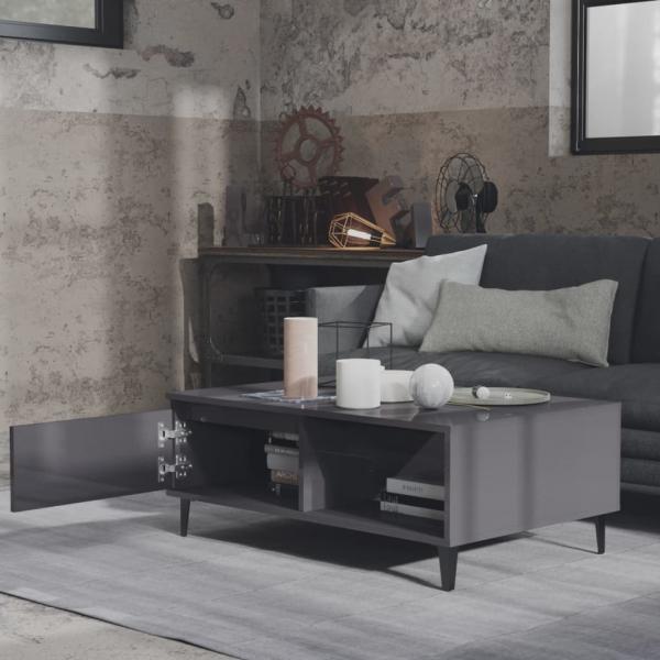 ARDEBO.de - Couchtisch Hochglanz-Grau 90x60x35 cm Holzwerkstoff
