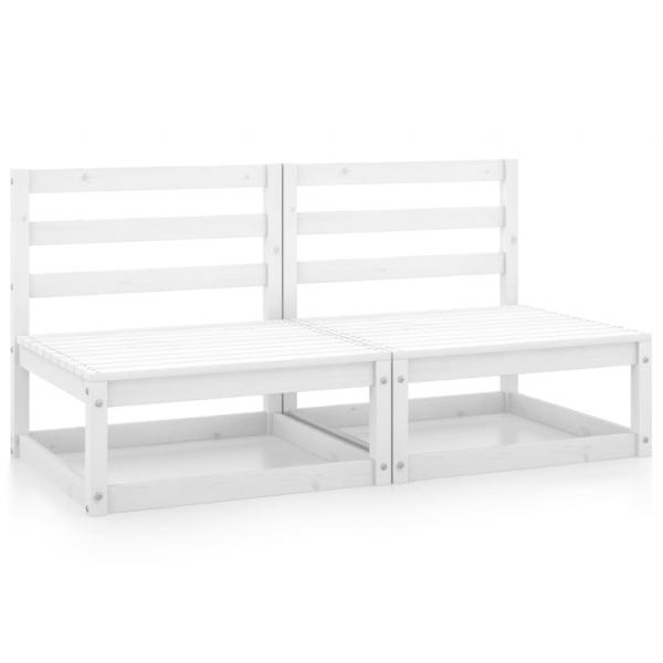 ARDEBO.de - Garten-Mittelsofas 2 Stk. Weiß Kiefer Massivholz 