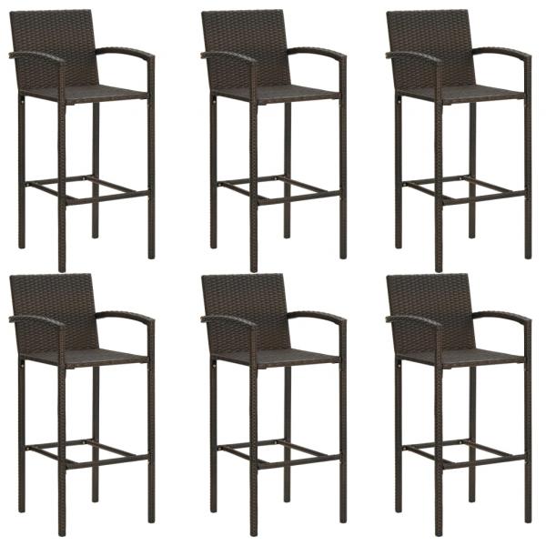 7-tlg. Garten-Bar-Set mit Armlehnen Poly Rattan Braun