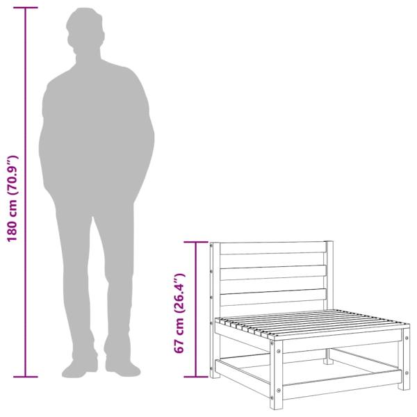 Garten-Mittelsofa Schwarz Massivholz Kiefer