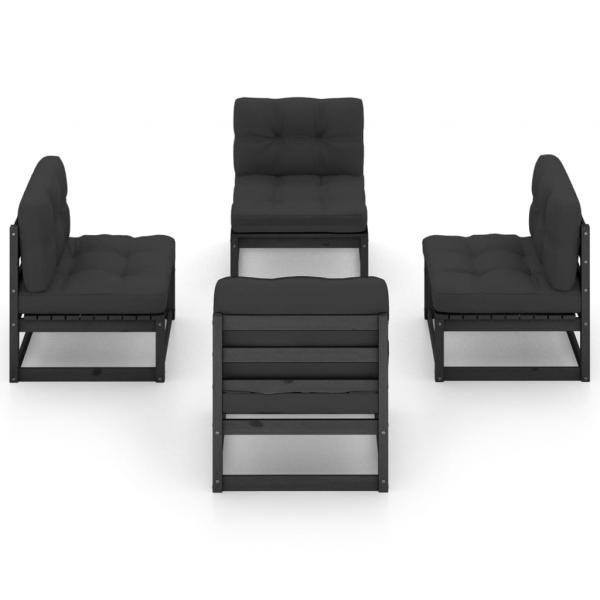 4-tlg. Garten-Lounge-Set mit Kissen Kiefer Massivholz