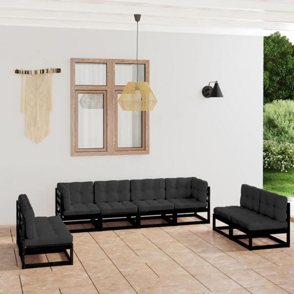ARDEBO.de - 8-tlg. Garten-Lounge-Set mit Kissen Massivholz Kiefer