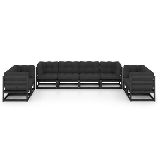 8-tlg. Garten-Lounge-Set mit Kissen Kiefer Massivholz