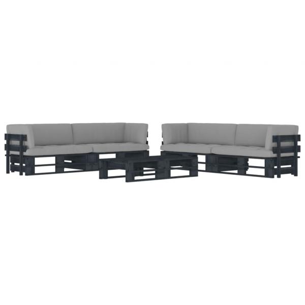 ARDEBO.de - 6-tlg. Paletten-Lounge-Set Schwarz Imprägniertes Kiefernholz