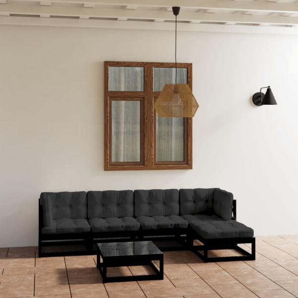 ARDEBO.de - 6-tlg. Garten-Lounge-Set mit Kissen Kiefer Massivholz