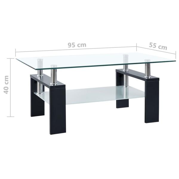 ARDEBO.de - Couchtisch Schwarz Transparent 95x55x40 cm Hartglas