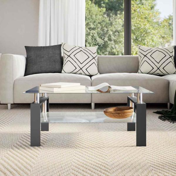 Couchtisch Schwarz Transparent 95x55x40 cm Hartglas