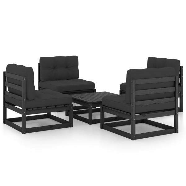5-tlg. Garten-Lounge-Set mit Kissen Massivholz Kiefer