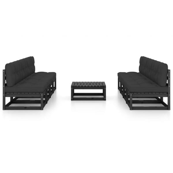 9-tlg. Garten-Lounge-Set mit Kissen Massivholz Kiefer