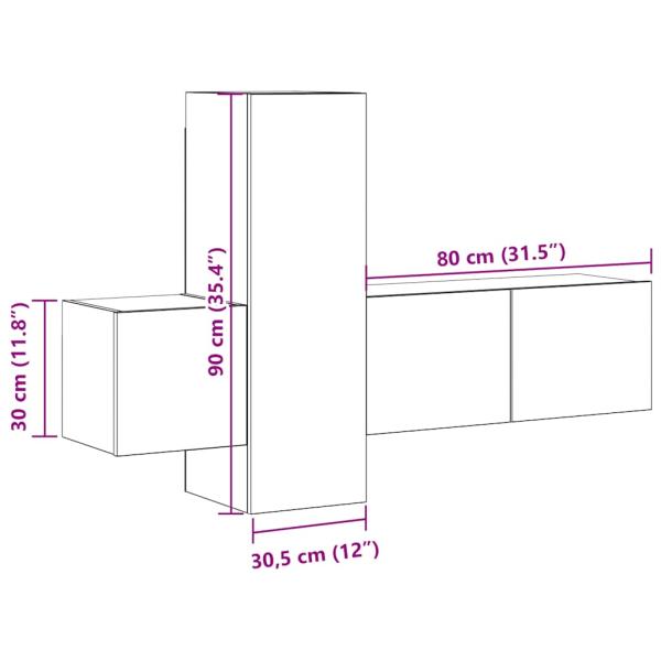3-tlg. TV-Schrank-Set Weiß Holzwerkstoff