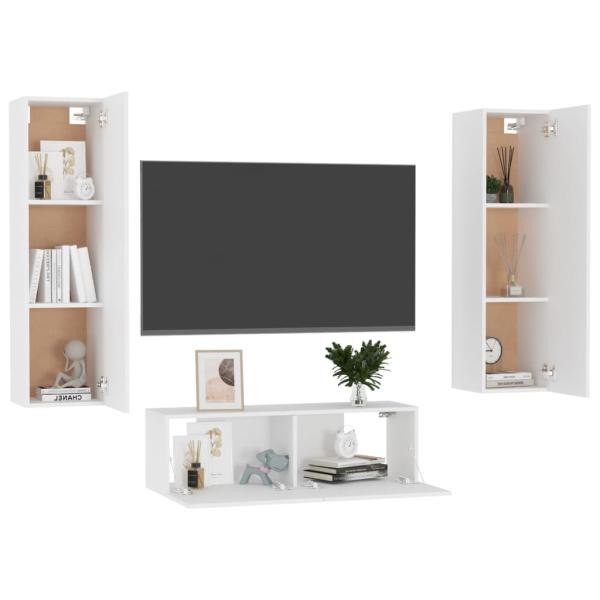 3-tlg. TV-Schrank-Set Weiß Holzwerkstoff