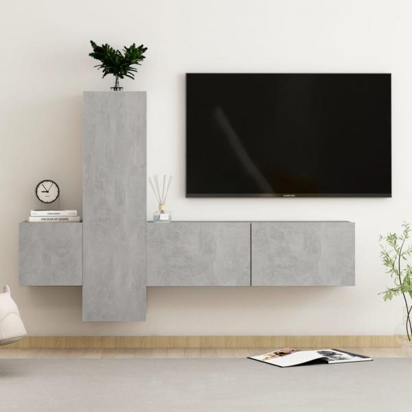 ARDEBO.de - 3-tlg. TV-Schrank-Set Betongrau Holzwerkstoff