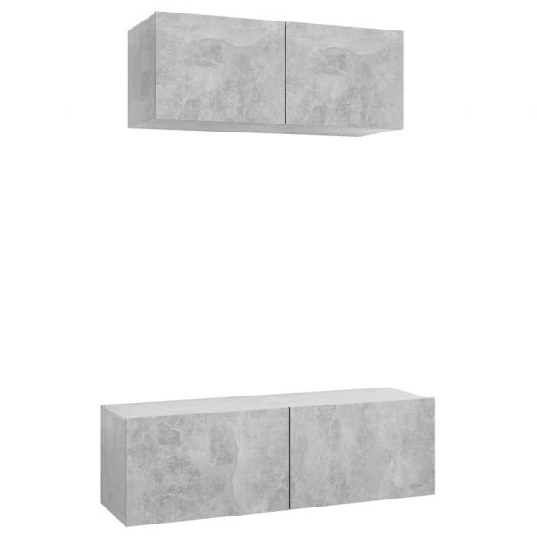 2-tlg. TV-Schrank-Set Betongrau Holzwerkstoff