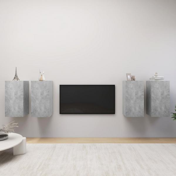 ARDEBO.de - TV-Schränke 4 Stk. Betongrau 30,5x30x60 cm Holzwerkstoff