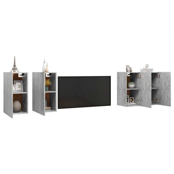 TV-Schränke 4 Stk. Betongrau 30,5x30x60 cm Holzwerkstoff