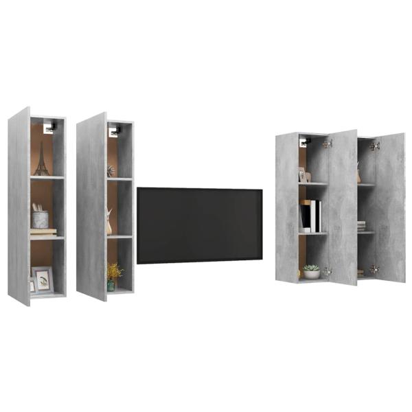 TV-Schränke 4 Stk. Betongrau 30,5x30x110 cm Holzwerkstoff