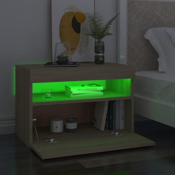 Nachttische mit LED-Leuchten 2 Stk. Sonoma-Eiche 60x35x40 cm