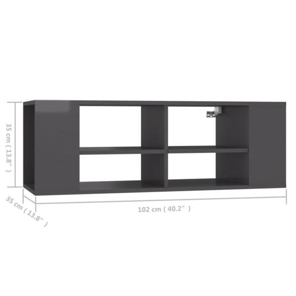 ARDEBO.de - TV-Wandschrank Grau 102x35x35 cm Holzwerkstoff