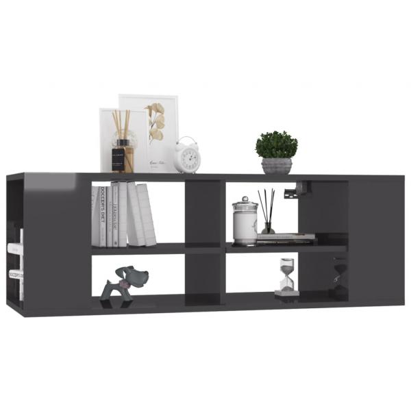 ARDEBO.de - TV-Wandschrank Hochglanz-Grau 102x35x35 cm Holzwerkstoff