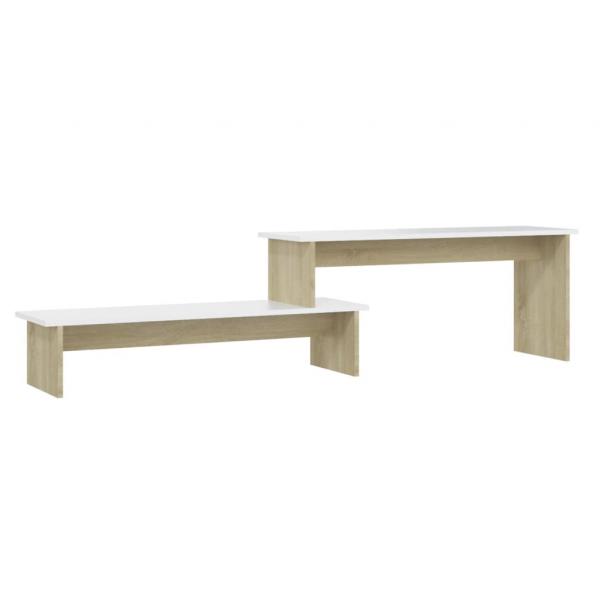 ARDEBO.de - TV-Schrank Sonoma-Eiche Weiß 180x30x43 cm Holzwerkstoff