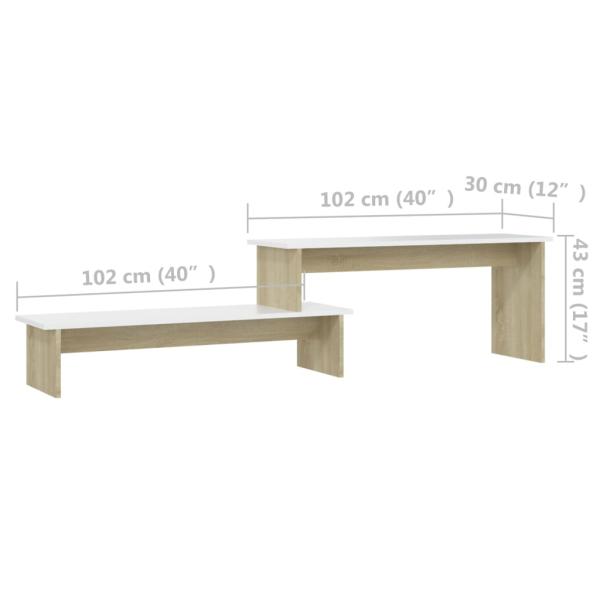TV-Schrank Sonoma-Eiche Weiß 180x30x43 cm Holzwerkstoff