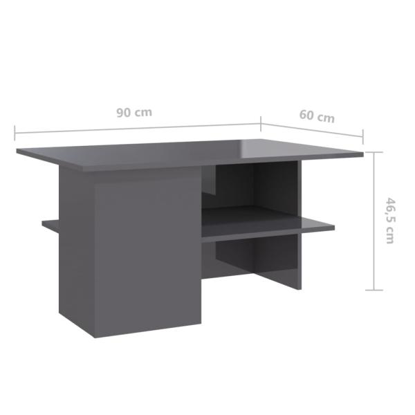 ARDEBO.de - Couchtisch Hochglanz-Grau 90x60x46,5 cm Holzwerkstoff