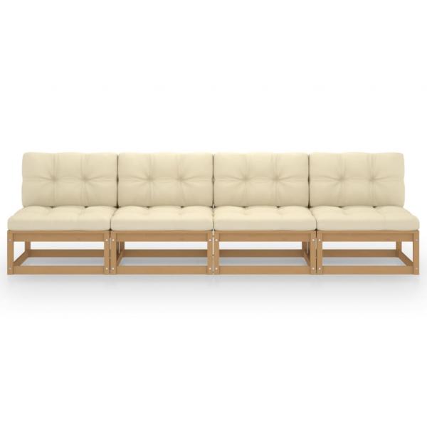 4-Sitzer-Gartensofa mit Kissen Kiefer Massivholz