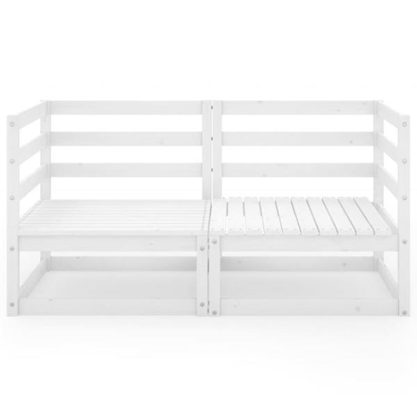 Gartensofa 2-Sitzer Weiß Massivholz Kiefer