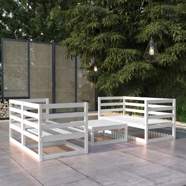 ARDEBO.de - 5-tlg. Garten-Lounge-Set Weiß Kiefer Massivholz