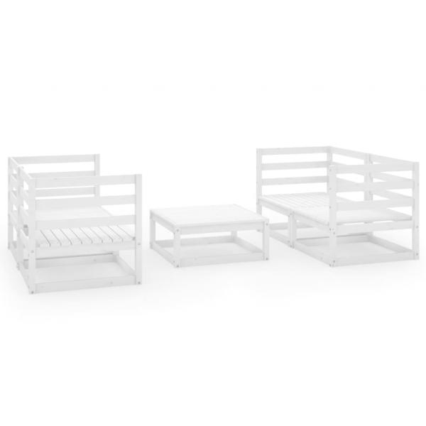 5-tlg. Garten-Lounge-Set Weiß Kiefer Massivholz