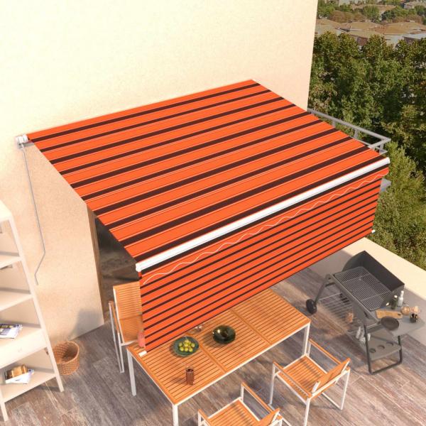 ARDEBO.de - Markise Manuell Einziehbar mit Rollo 4x3 m Orange & Braun
