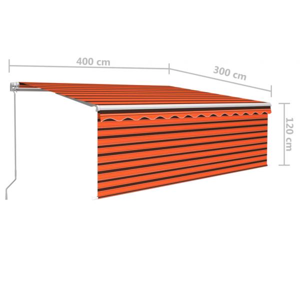 Markise Manuell Einziehbar mit Rollo 4x3 m Orange & Braun