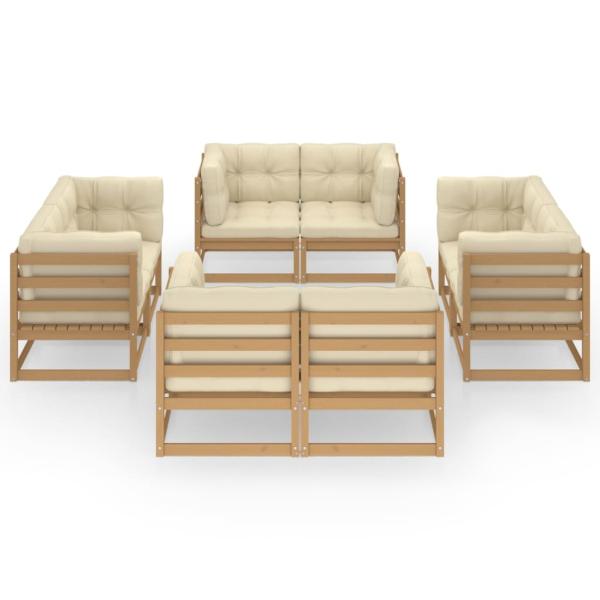 8-tlg. Garten-Lounge-Set mit Kissen Kiefer Massivholz