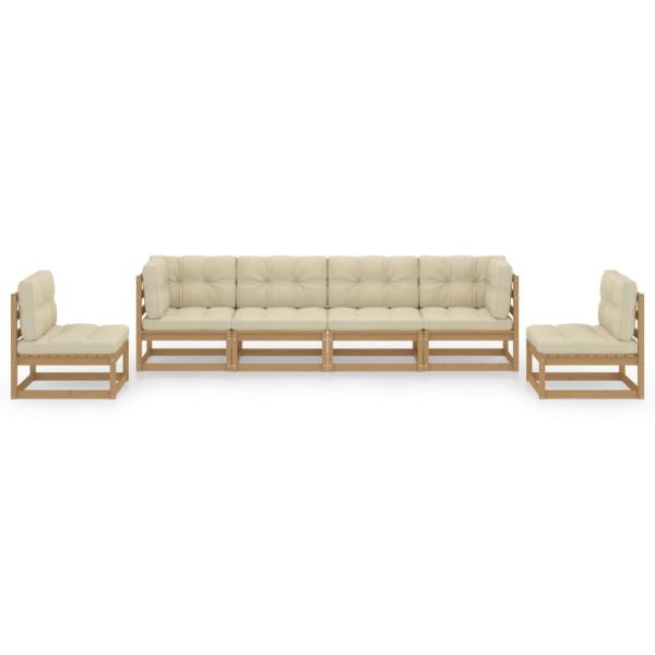 6-tlg. Garten-Lounge-Set mit Kissen Kiefer Massivholz