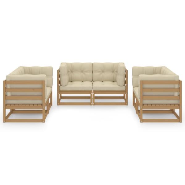 6-tlg. Garten-Lounge-Set mit Kissen Kiefer Massivholz