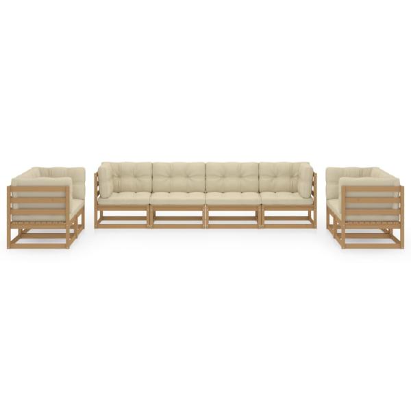 8-tlg. Garten-Lounge-Set mit Kissen Kiefer Massivholz